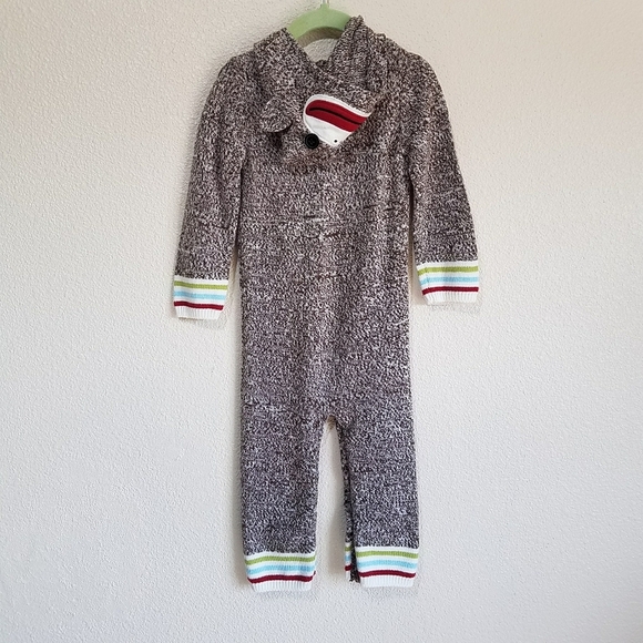 Sock Monkey Baby Sweater Romper - Picture 2 of 6